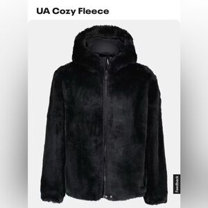 Girls Under Armour Cozy Fleece Hooded Jacket Coat Youth Small 7/8 Black